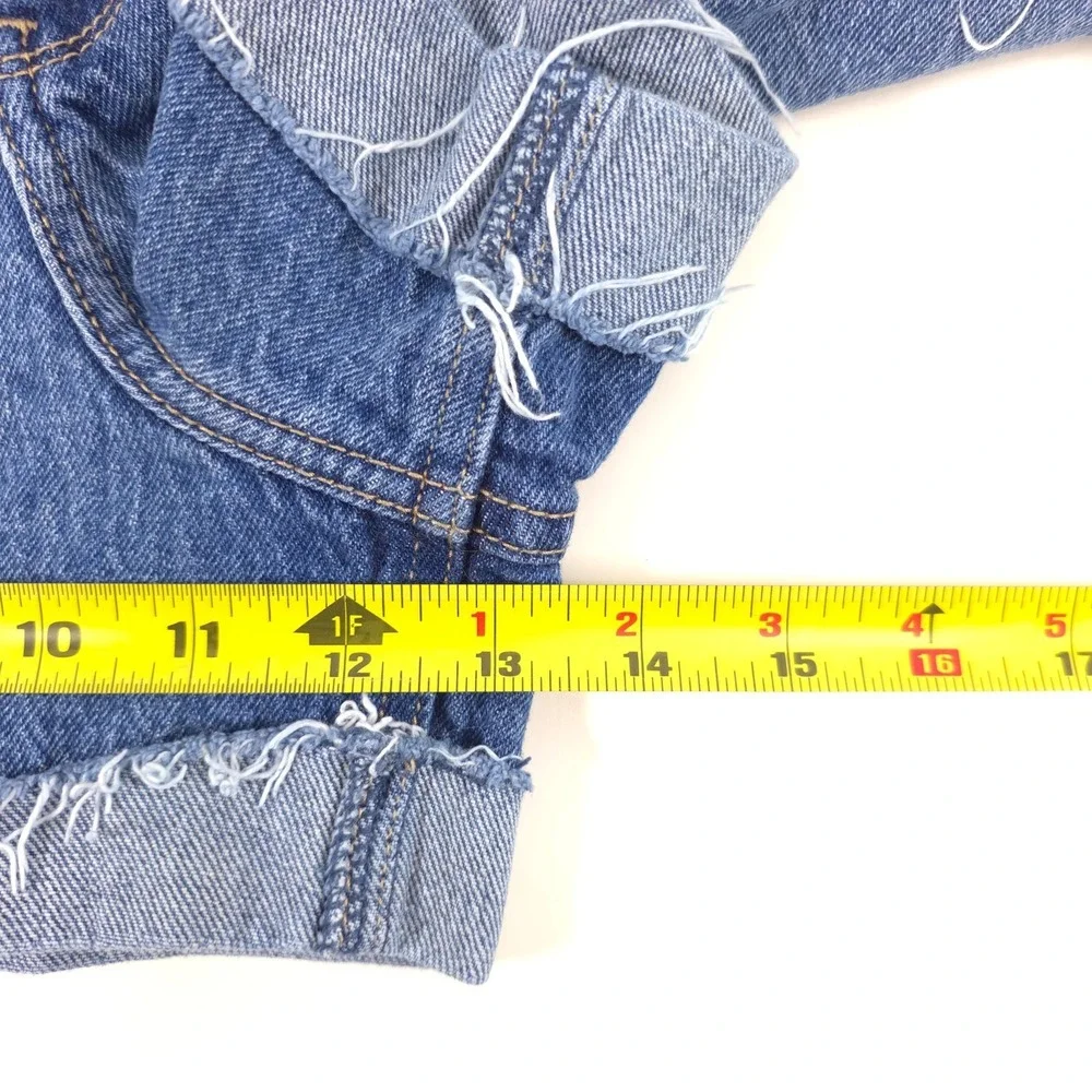 Hollister Womens Jean Shorts Ultra High-Rise Mom Short 14 Blue Distressed Cuffed